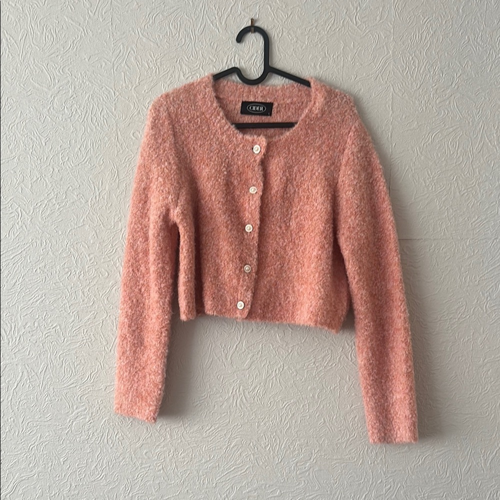 Cider Pink Cardigan Plush Cozy Sweater